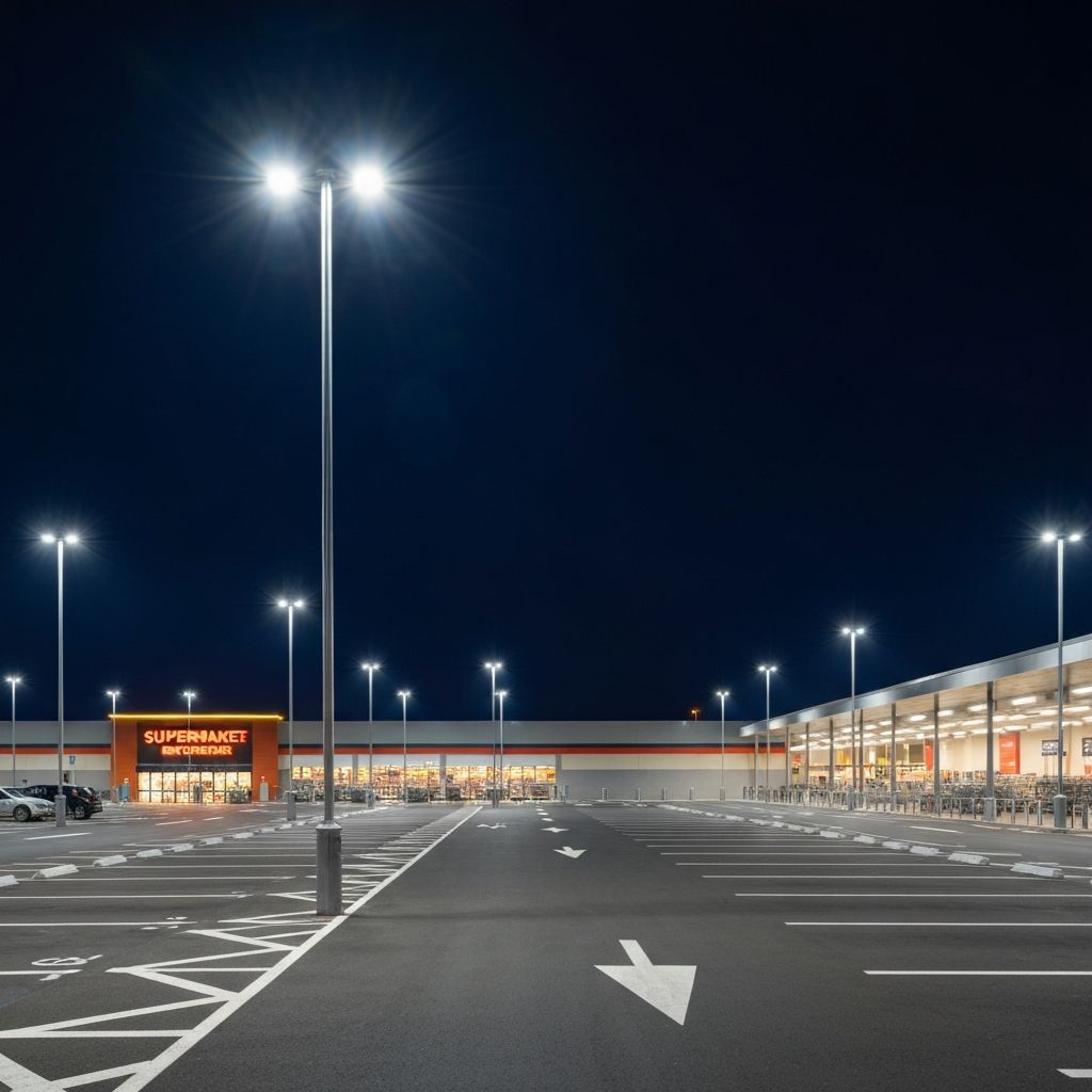 Grocery store parking lot LED transformation
