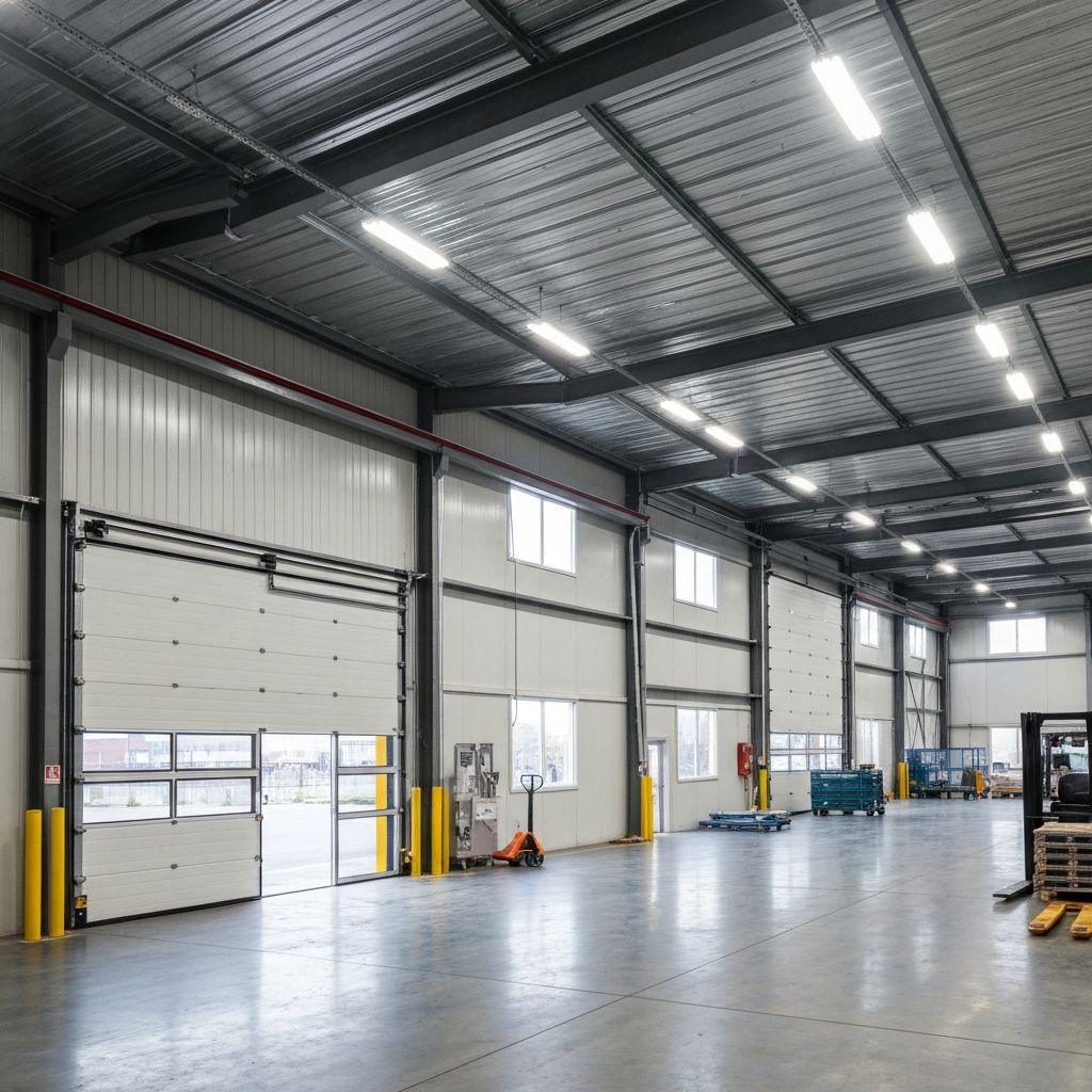 Industrial warehouse interior LED lighting