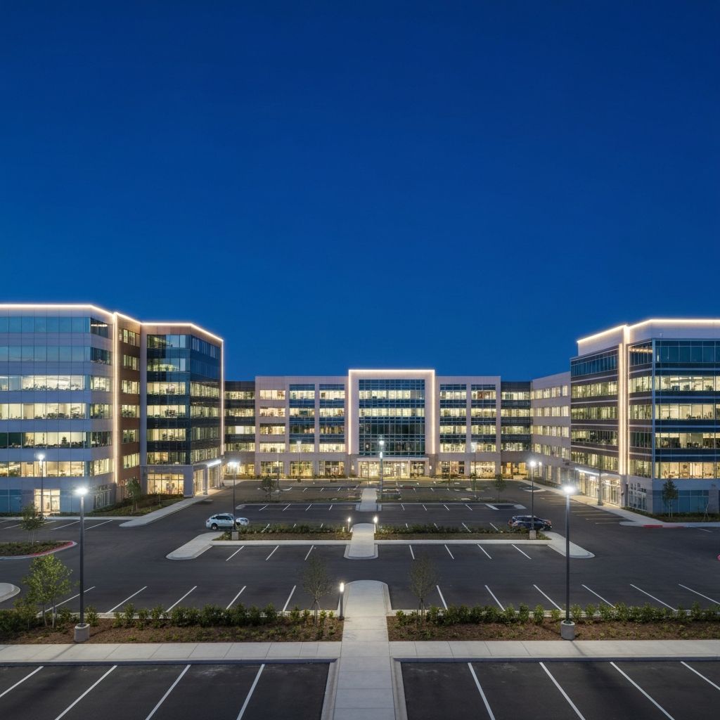 Professional commercial property with modern LED lighting and electrical infrastructure