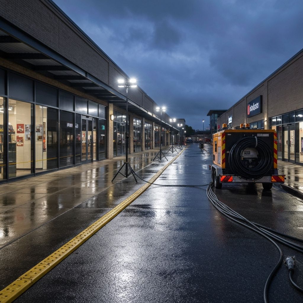 After-hours outage restoration for retail center