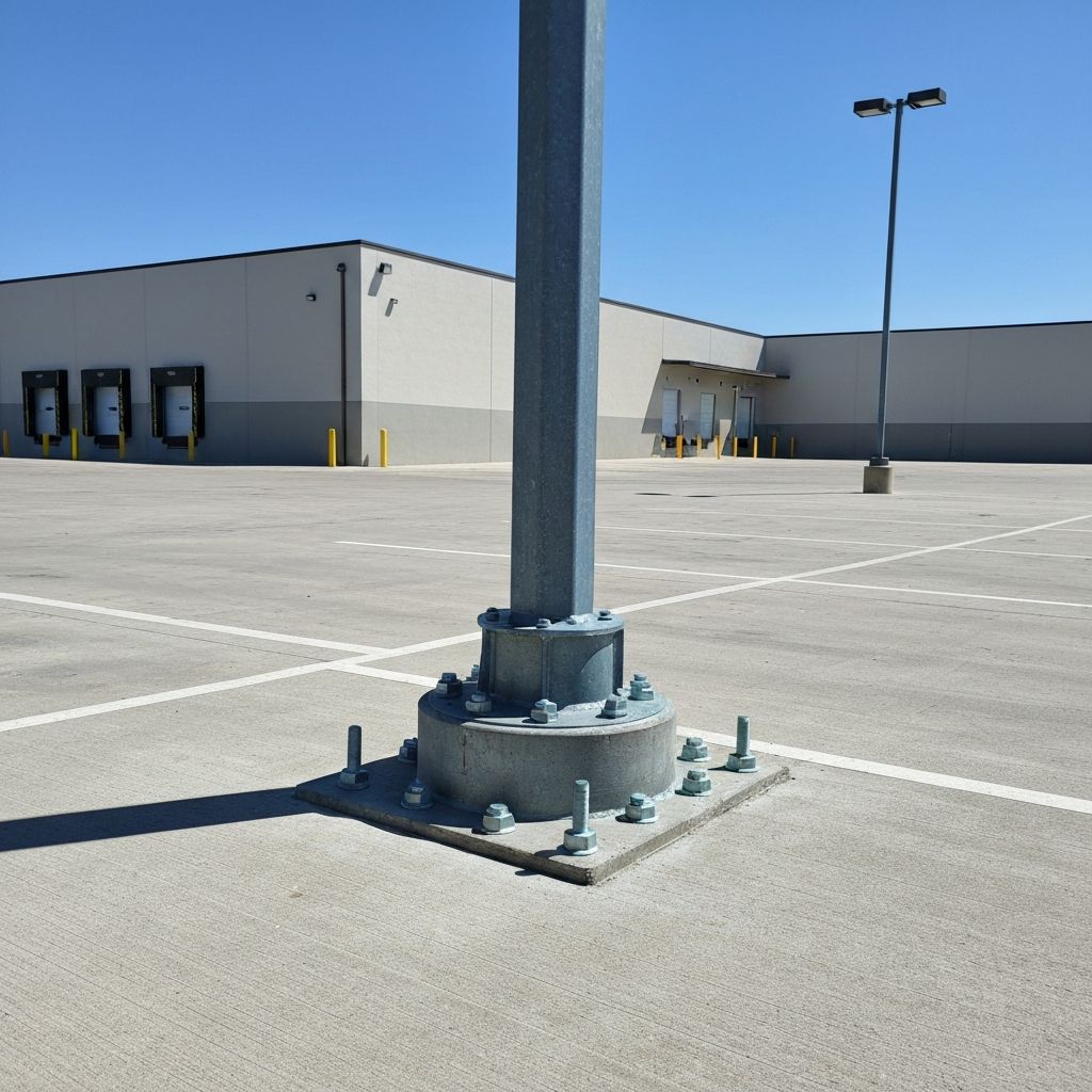 Warehouse yard lighting , pole base repair