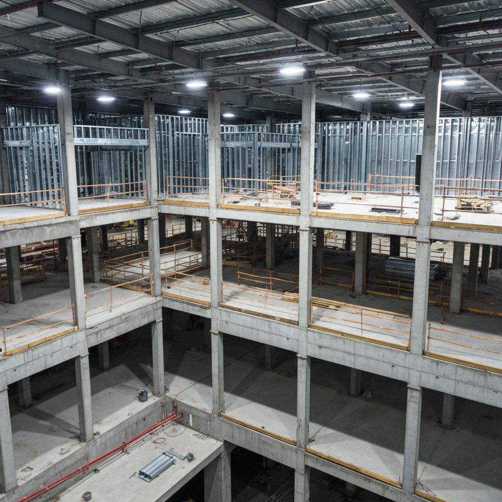 Commercial electrical construction infrastructure at a modern commercial site